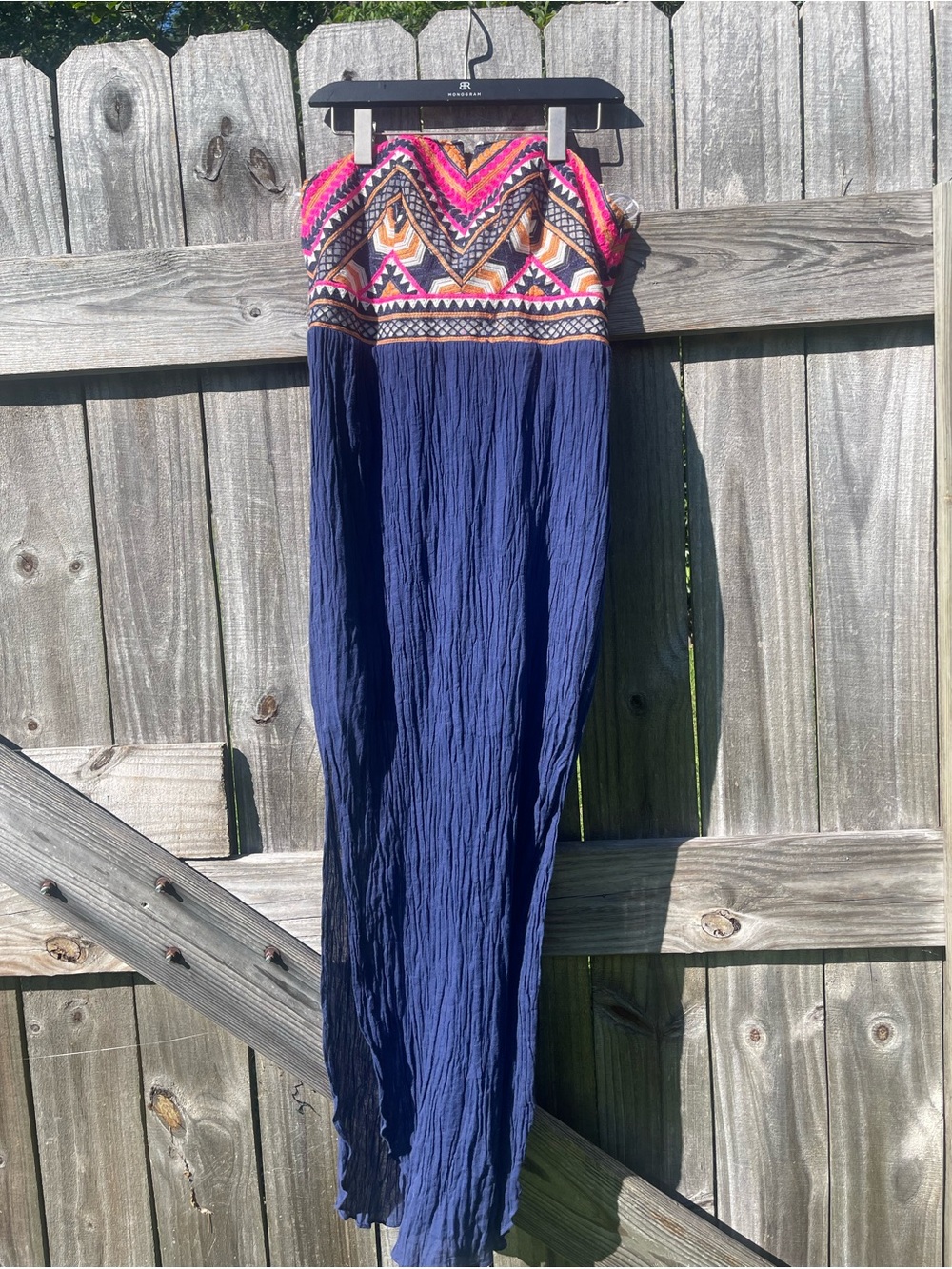 Alice & Trixie Strapless Maxi Dress in Navy with Multicolor Embroidered Bodice